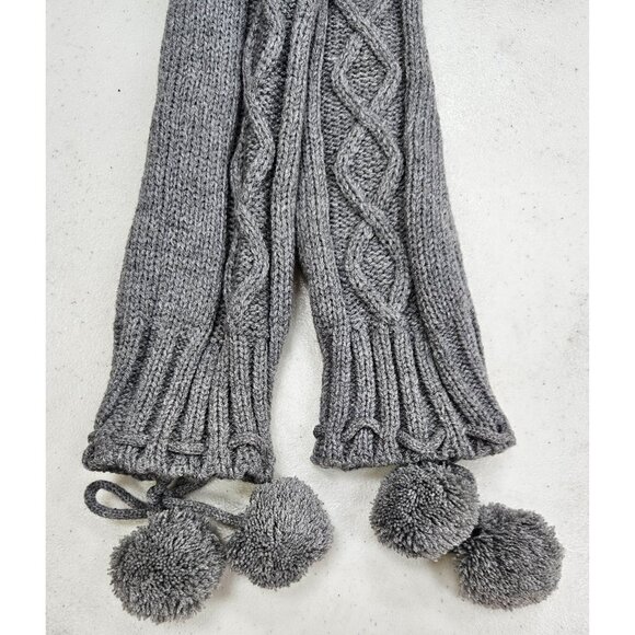Women Long Socks Crochet Over Knit Winter Knee Leg Warmers Boot Cuff w/ Pompoms - Picture 3 of 4
